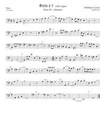 Partition viole de basse,  No.3 pour 2 violes de gambe et orgue par William Lawes