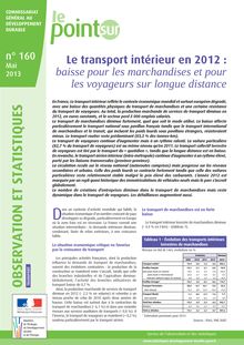 Le transport intérieur en 2012 : baisse pour les marchandises et pour les voyageurs sur longue distance