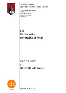 BTS Gestionnaire comptable et fiscal Plan d études et Descriptifs de ...