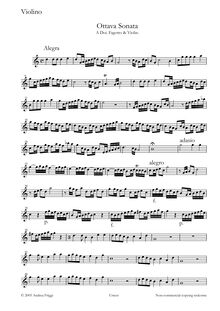 Partition violon, Ottava Sonata  A Doi. Fagotto & violon, Castello, Dario