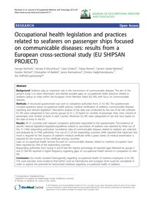 Occupational health legislation and practices related to seafarers on passenger ships focused on communicable diseases: results from a European cross-sectional study (EU SHIPSAN PROJECT)