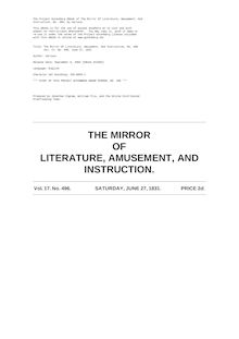 The Mirror Of Literature, Amusement, And Instruction - Volume 17, No. 496, June 27, 1831