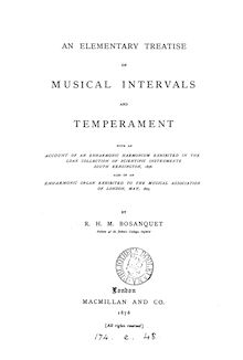 Partition Complete Book, An elementary treatise on musical intervals et temperament