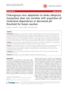 Chikungunya virus adaptation to Aedes albopictusmosquitoes does not correlate with acquisition of cholesterol dependence or decreased pH threshold for fusion reaction