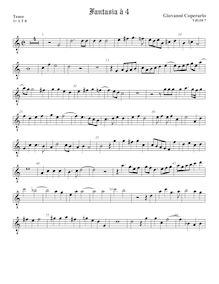 Partition ténor viole de gambe 2, octave aigu clef, Fantasia pour 4 violes de gambe par John Coperario