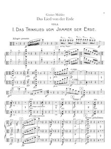 Partition altos, Das Lied von der Erde, The Song of the Earth, Mahler, Gustav