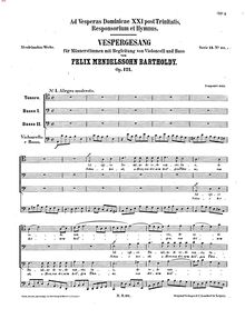 Partition complète, Responsorium et Hymnus, Op.121, Ad Vesperas Dominicae XXI post Trinitatis