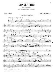 Partition clarinette, clarinette Concertino, E♭ major, Weber, Carl Maria von