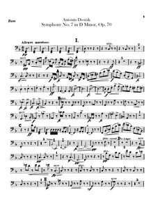 Partition Basses, Symphony No.7, Symfonie č.7, D minor, Dvořák, Antonín