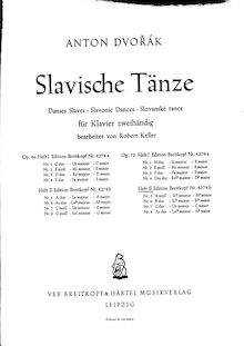 Partition Nos.5 to 8 (13 to 16), Slavonic Dances, Slovanské tance