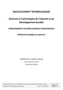 Bac STI2D 2017 : les sujets d’enseignement technologiques transversaux