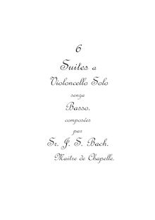 Partition complète (without slurs), violoncelle  No.1 par Johann Sebastian Bach