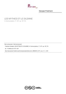 LES MYTHES ET LE DILEMNE - article ; n°1 ; vol.17, pg 167-179