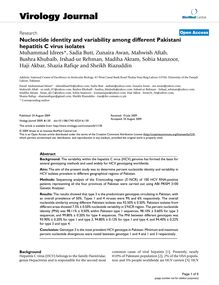 Nucleotide identity and variability among different Pakistani hepatitis C virus isolates