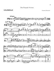 Partition violoncelles, Don Pasquale, Dramma buffo in tre atti, Donizetti, Gaetano