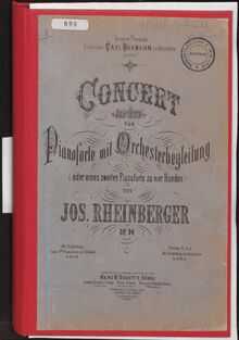 Partition complète, Piano Concerto, A♭ major, Rheinberger, Josef Gabriel