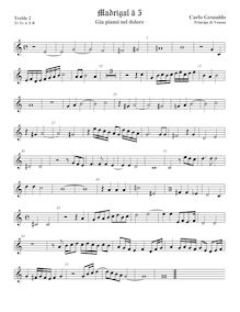 Partition viole de gambe aigue 2, madrigaux, Book 6, Gesualdo, Carlo