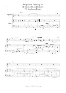 Partition de piano (avec clarinette), Rhapsody, Rhapsody forn Clarinet (or Alto Saxophon) and Piano