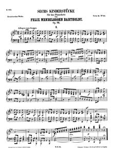 Partition complète (scan), 6 Kinderstücke, Op.72, Mendelssohn, Felix