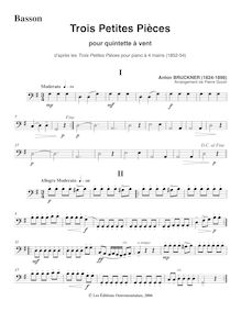 Partition basson , partie, Drei kleine Vortragsstücke, Trois petites pièces pour piano à 4 mains