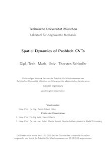 Spatial dynamics of pushbelt CVTs [Elektronische Ressource] / Thorsten Schindler