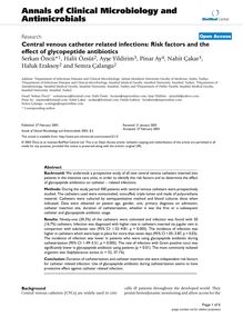 Central venous catheter related infections: Risk factors and the effect of glycopeptide antibiotics