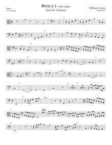 Partition viole de basse (clef en basse et en alto),  No.4 pour 3 violes de gambe et orgue