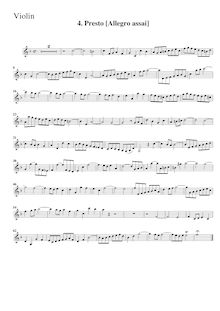 Partition de violon (4th mouvement: Presto), violon Sonata