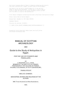 Manual of Egyptian Archaeology and Guide to the Study of Antiquities in Egypt