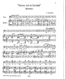 Partition Vocal score, Versa est en Luctum cythara mea., Sgambati, Giovanni
