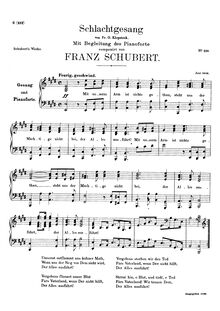 Partition complète, Schlachtlied (Schlachtgesang), Battle Song, Schubert, Franz