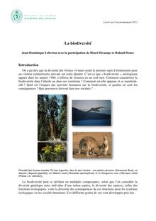 La biodiversité - Livret sur l’environnement 2013