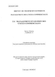 Management et gestion des unités commerciales 2009 BTS Management des unités commerciales