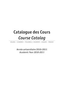Catalogue des cours - Course Catalog