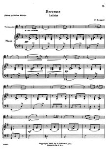 Partition de piano et partition de violoncelle, Berceuse No.1