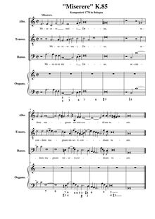 Partition complète, Miserere, A minor, Mozart, Wolfgang Amadeus