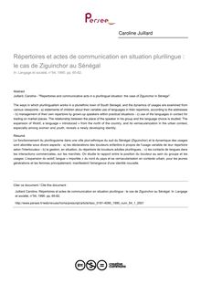 Répertoires et actes de communication en situation plurilingue : le cas de Ziguinchor au Sénégal - article ; n°1 ; vol.54, pg 65-82