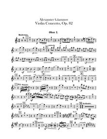 Partition hautbois 1, 2, violon Concerto en A minor, Op 82, A minor