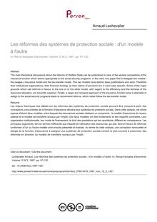 Les réformes des systèmes de protection sociale : d un modèle à l autre - article ; n°2 ; vol.12, pg 97-132