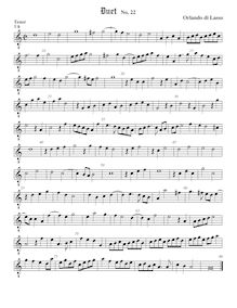 Partition ténor viole de gambe, octave aigu clef, Duodecim bicinia sine textu par Orlande de Lassus