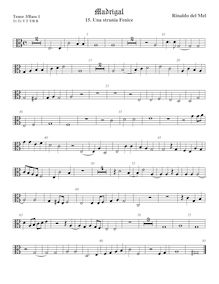 Partition viole de basse 1, alto clef, Madrigali di Rinaldo del Melle, gentilhumo fiamengo, a sei voci : Novamente composti & dati im luce par Rinaldo del Mel