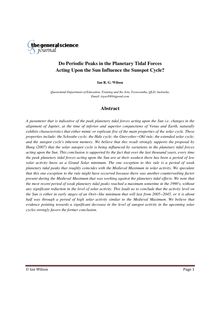 Do Periodic Peaks in the Planetary Tidal Forces Acting Upon the ...