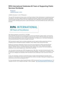 RIPA International Celebrates 90 Years of Supporting Public Services Worldwide