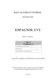 Baccalaureat 2000 lv2 espagnol litteraire