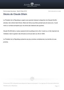 Claude Dilain - Hommage de l Elysée