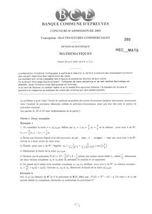 Concours Maths HEC 2009 (ECS)