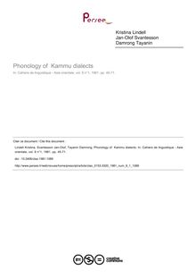 Phonology of  Kammu dialects - article ; n°1 ; vol.9, pg 45-71