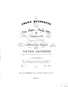Partition violoncelle, quintette pour Two flûtes et cordes, Op.5