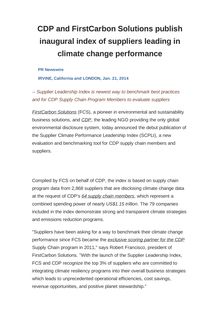 CDP and FirstCarbon Solutions publish inaugural index of suppliers leading in climate change performance