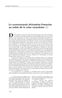 La communauté africaniste française au crible de la crise rwandaise